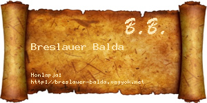 Breslauer Balda névjegykártya
